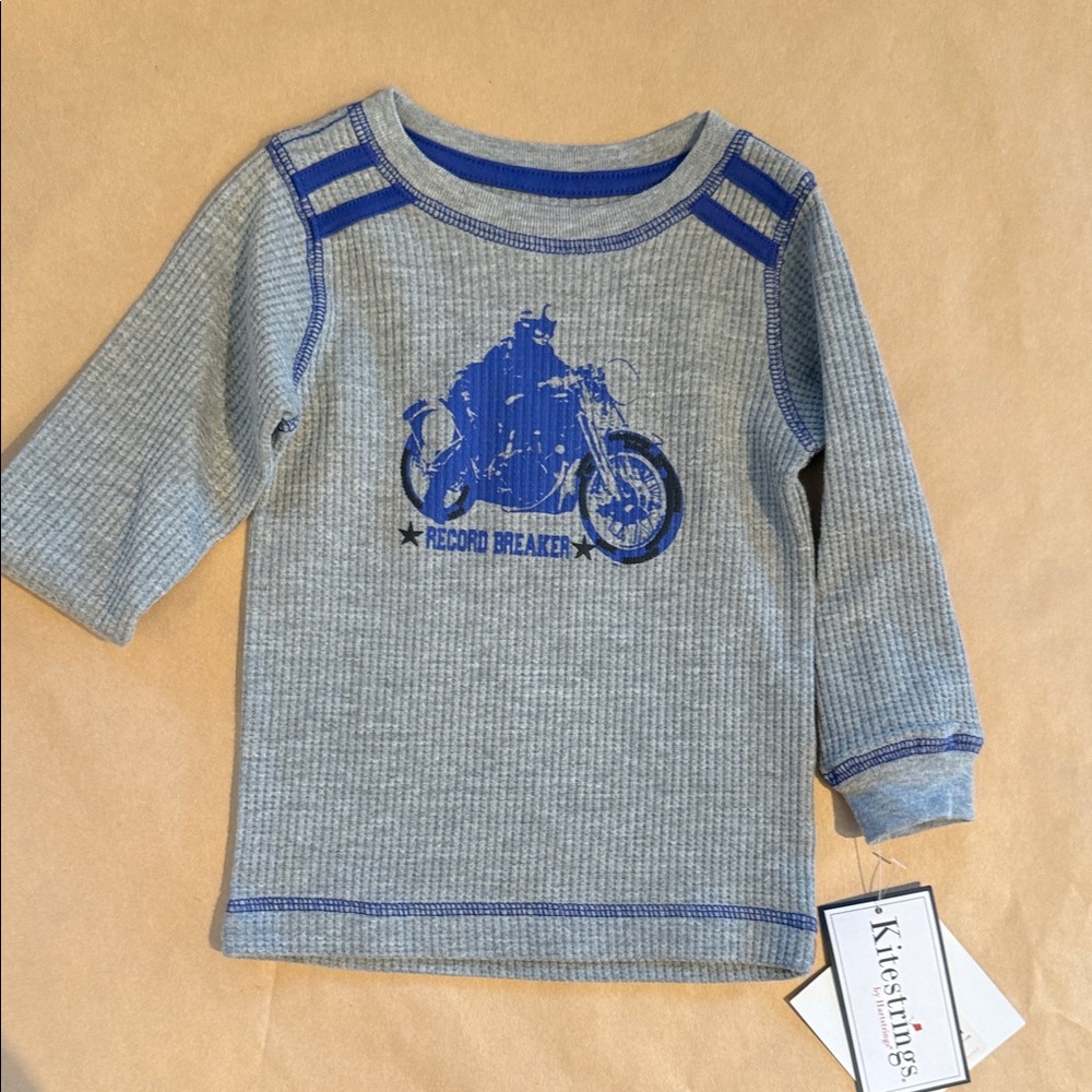 Kids Blue and Gray Motorcycle Sweatshirt
